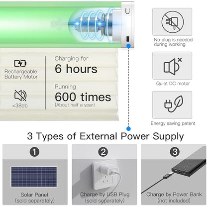 Tokblind Motorized Sheer Shade with Remote Control, Light Filtering Electric Roller Blind Compatible with Alexa via Hub, Rechargeable Smart Window Shade Custom Size (Light Filtering Beige)