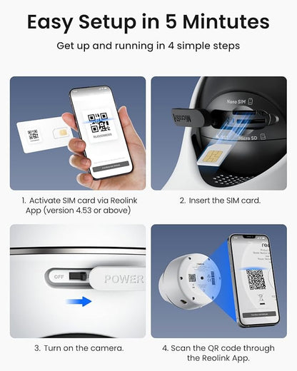 REOLINK 5MP 4G LTE Cellular Security Camera Outdoor, 360° Pan-Tilt, Sim+32GB SD Card Included, Wireless Solar Powered, Color Night Vision, Smart AI Detection, Go PT Plus+Solar Panel, Updated Version