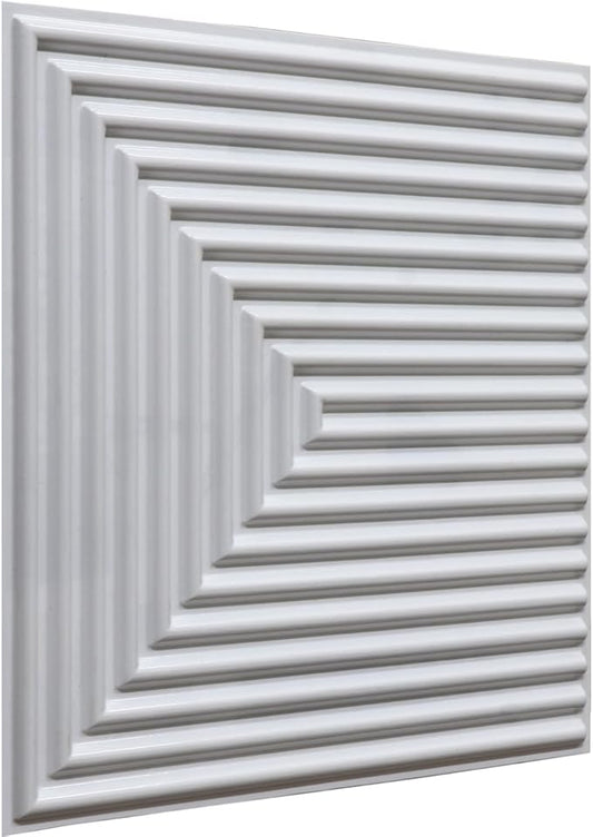 From Plain To Beautiful In Hours 9004 Depth Tier PVC 12 in x 12 in Peel and Stick Wall Panels (Covers / 10 sq.ft), White Matte, 10 Piece