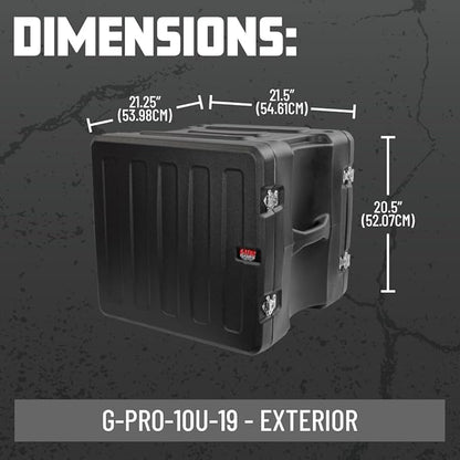 Gator Cases Pro Series 10U Rack Case with Standard 19" Depth, Roto Molded Made in USA (G-PRO-10U-19)