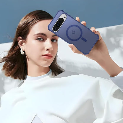 Magnetic for Google Pixel 9/Pixel 9 Pro Case, [Military Grade Drop Protection] [Compatible with MagSafe] Shockproof Slim Translucent Matte Anti-Slip for Women Girls Men Case, Matte Blue