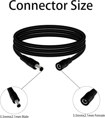 5.5mm x 2.1mm 3.3FT DC Power Extension Cable Male to Female 12V/24V 14AWG DC Connection Cable for CCTV Surveillance Camera Amplifiers LED Strip Lights Solar Panels Energy Storage Power Supply 2 pcs
