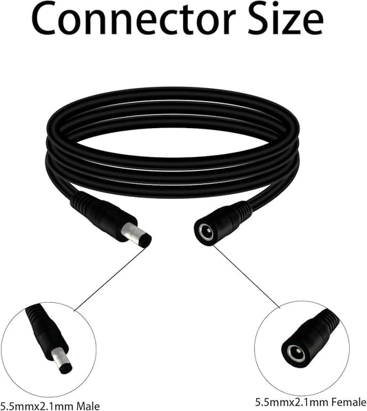 5.5mm x 2.1mm 3.3FT DC Power Extension Cable Male to Female 12V/24V 14AWG DC Connection Cable for CCTV Surveillance Camera Amplifiers LED Strip Lights Solar Panels Energy Storage Power Supply 2 pcs