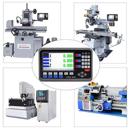 TOAUTO Digital Readout 2 Axis 3 Axis DRO Display Linear Scale 100~1000mm Precision 5um for Bridgeport/Knee Milling Lathe EDM Mill Machine (3 Axis DRO-LCD)