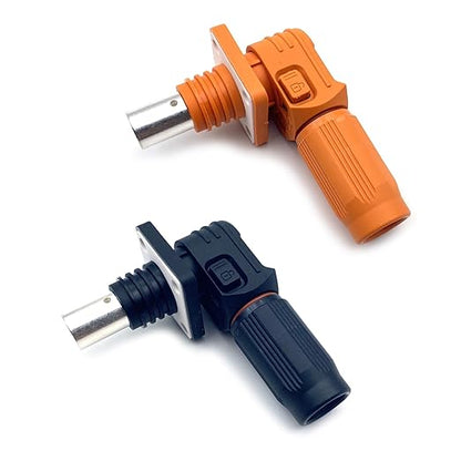 400A Battery Energy Storage Connector, 150mm² High Current Connectors IP67 Waterproof Crimping Wiring Power Adapter Quick Plug Terminal Right Angle Plug and Socket (1500V Black+Orange)