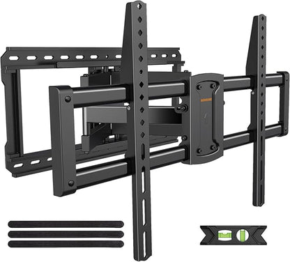 IWORKBOARD Full Motion 75 85 86 90 97'' TV Wall Mount Bracket, Loads 150 lbs Heavy Duty TV Mount, Swivel Tilt Extension Level, Complete Metal Bars & Wall Plate, up to 600x400mm VESA & 24'' Wood Studs