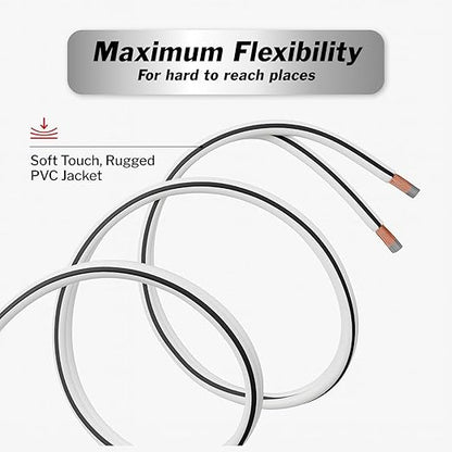 InstallGear 14 Gauge AWG Speaker Wire Cable - 30ft White, Outdoor & Automotive/Marine