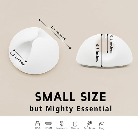 SmiLife Cable Clips, Cord Holder, Adhesive Cord Clips, Wire Holder for Cable Management, Phone Charger, Desk, Wall, Nightstand and Office, White 9 PCS