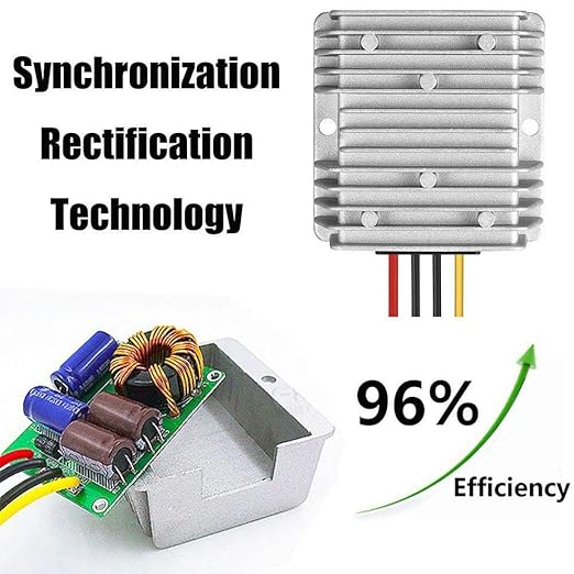 DC Voltage Reducer Converter DC 8V-40V to 12V 6A 72W Automatic Step Down Up Voltage Regulator Power Converter Waterproof Module Transformer for Golf Cart Club Car
