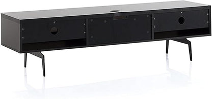 SONOROUS ST-360 Premium TV Stand for Living Room – Modern TV Stands & Entertainment Center with Storage – Black Wood & White Glass Cover – Luxury Media Console with Metal Legs for TVs up to 75 inches