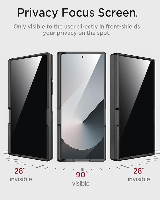 Miimall for Samsung Galaxy Z Fold 7 Case with Privacy Screen Protector, [Anti Spy] Built-in Adjustable Kickstand & Magnetic Hinge Protection Full-Body Protective Case for Galaxy Z Fold 7 5G Black
