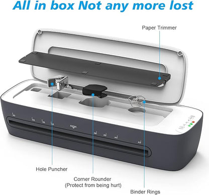 Laminator Machine 13-Inch Thermal Lamination with Laminating Sheets 9 in1 Office Desktop Laminate Machine, Portable A3 Laminater for Teachers Personal 60S Warm-Up Never Jam
