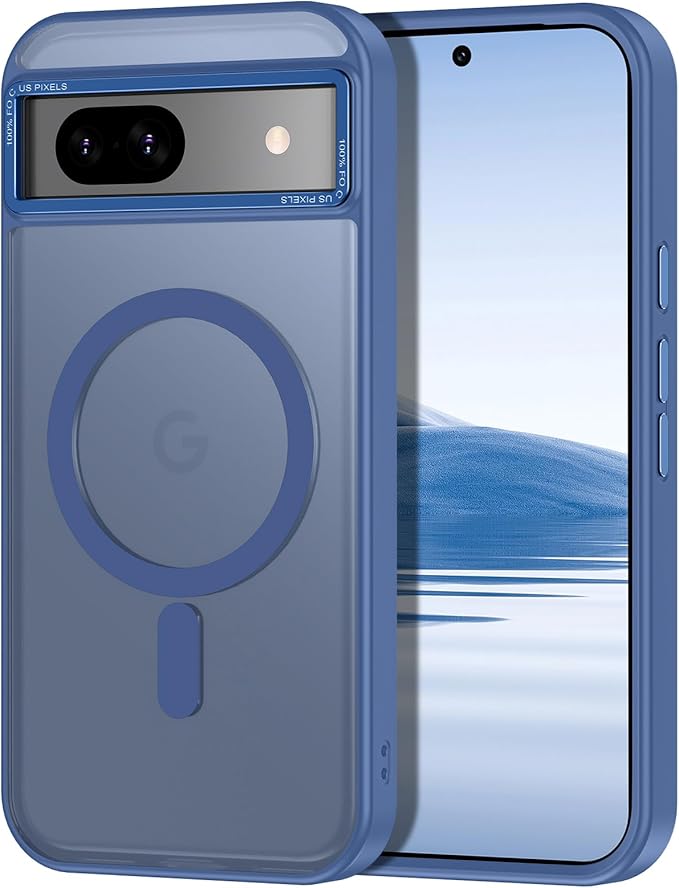 Magnetic for Google Pixel 8a Case, [Military Grade Drop Protection] [Compatible with MagSafe] Shockproof Slim Translucent Matte Anti-Slip for Women Girls Men Case, Blue