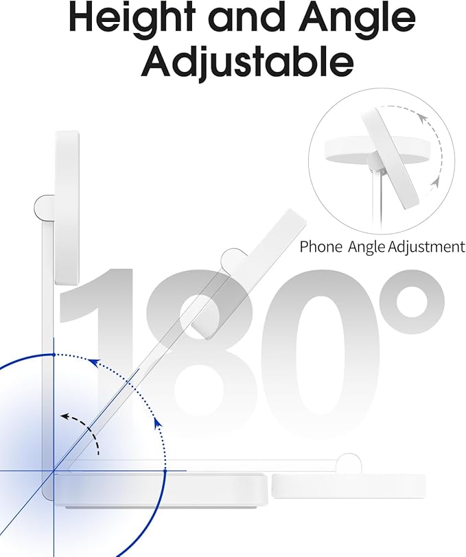 Wireless Charging Station for Magsafe Charger,Portable Wireless Charger for iPhone 16 15 14 13 12 Pro Max/AirPods Pro 4 3 2,Faster Magnetic Charger Stand,Foldable Travel Phone Holder Adjustable Angle