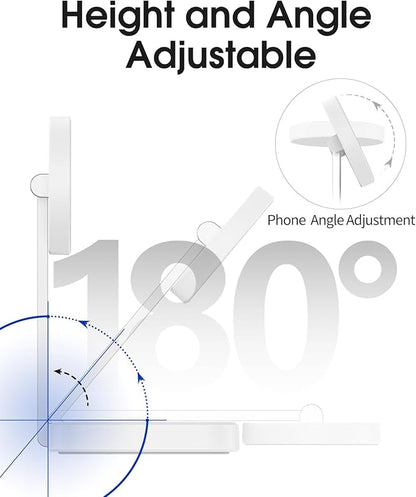 Wireless Charging Station for Magsafe Charger,Portable Wireless Charger for iPhone 16 15 14 13 12 Pro Max/AirPods Pro 4 3 2,Faster Magnetic Charger Stand,Foldable Travel Phone Holder Adjustable Angle