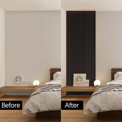 ARMURO Wood Panels for Wall, Wood Slat Wall Panel - 2 Pack, Black Wood Slats for Wall, Natural Smoked Wood Veneer Accent Wall Panels, Acoustic Slat Wood Wall Panels - 12.6" W x 94.5" L