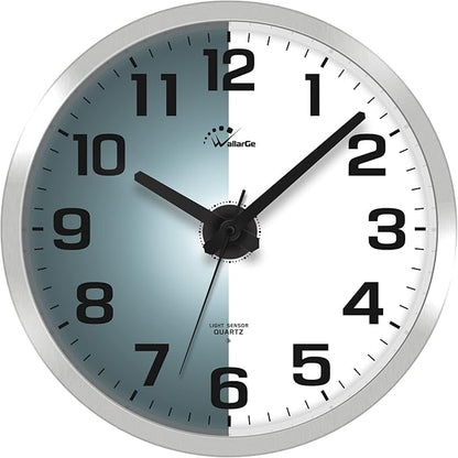WallarGe Night Light Wall Clock for Bedroom - Silent Lighted up Wall Clock Glow in The Dark, Battery Operated Wall Clocks for Living Room/Kitchen, Easy to Read Large Digital Display, 12 Inch