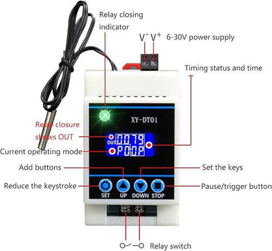 Digital Temperature Control XY-DT01 Humidity Controller 30A for Home Automation Digital Thermostat Humidity Control Smarthomes Automation Module LCD Display Temperature Controller