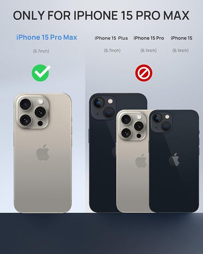 Lanhiem Magnetic for iPhone 15 Pro Max Case, IP68 Waterproof Dustproof Case, [Compatible with Magsafe] [Built-in Screen Protector] Full Body Heavy Duty Rugged Phone Cover 6.7 inch, Natural