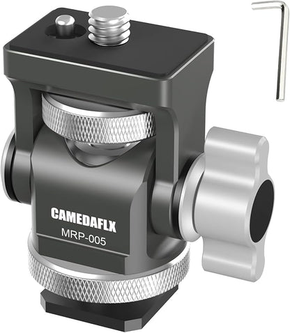 CAMEDAFLX Tilt Adjustable Camera Monitor Mount,Swivel Field Monitor Holder with Cold Shoe Mount 1/4"-20 Screw for 5” and 7”Monitor(Grey).