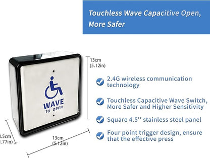 Olideauto Wireless Handicap Door Opener,Pair with 2PCS Wireless Capacitive Square Wave Switch Olide-512S,WiFi Function Available