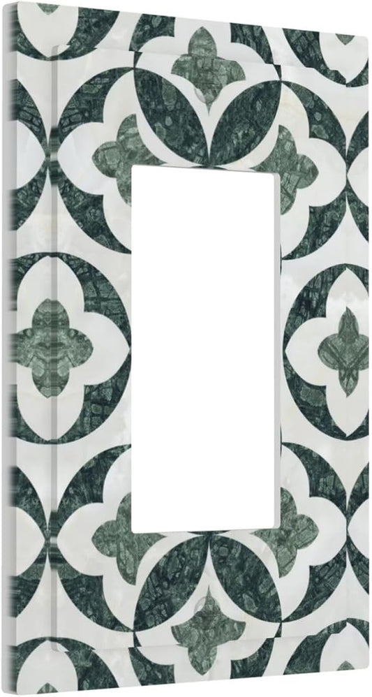 Bvtewkhz Green Luxury Modern Cubic Marble 1 Gang Single Rocker Decorative Light Switch Covers Electrical Faceplate Switch Plates for Bathroom Kitchen Home