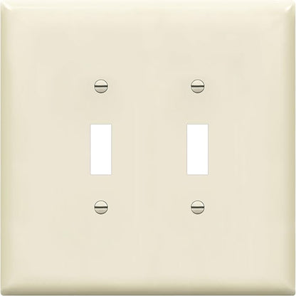 ENERLITES Jumbo Double Toggle Switch Cover, Two Gang Light Switch Wall Plate, Gloss Finish, Oversized 2-Gang 5.5" x 5.5", Unbreakable Polycarbonate Thermoplastic, UL Listed, 8812O-LA, Light Almond