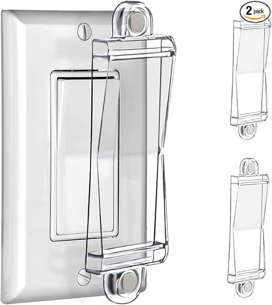 Light Switch Guard Cover- PSZEZNZ Light Switch Outlet Covers for Flat Modern Wall Switches-Child Safety Protection(Clear,2 Piece)