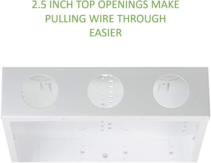 Legrand - OnQ 14 Inch Cable Management, In-Wall 20-Gauge Media Box, Structured Wiring Enclosure with 2.5 Inch Openings for Wires, Glossy White, EN1400