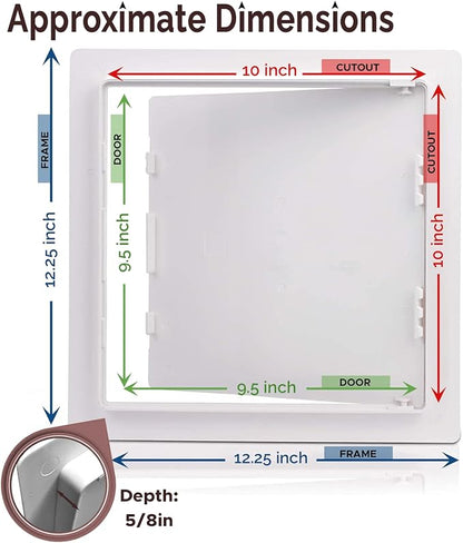 Morvat Access Panel 10x10 Inch for Drywall & Ceiling with Door, Heavy-Duty Durable ABS Plastic & Easy Install Access Box, Wall Hole Cover Plate for Plumbing & Electrical Cable & Wiring, White, 20-Pack