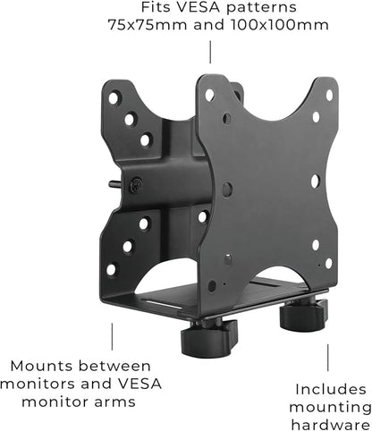 HumanCentric Thin Client Mount Bracket, Mount a Mini PC or Computer to a VESA Monitor Arm or Stand, Pole, or Under Desk or Surface, Devices with 0.65-2.55" in Depth for 75x75 and 100x100mm Patterns