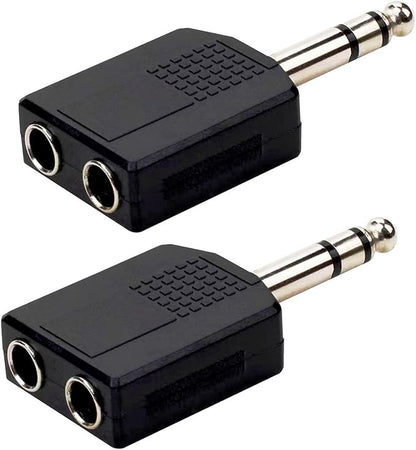 Sairps 1/4 Audio Splitter TRS Stereo Plug Interconnect Audio One Male 6.35mm(1/4 inch) and Two Females 6.35mm(1/4Inch) Adapter Splitter-2pcs