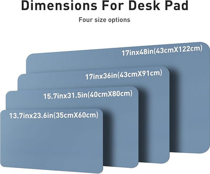 Aothia Leather Desk Pad Protector, Mouse Pad, Office Desk Mat, Non-Slip PU Leather Desk Blotter, Laptop Desk Pad, Waterproof Desk Writing Pad for Office and Home (Denim Blue, 36" x 17")