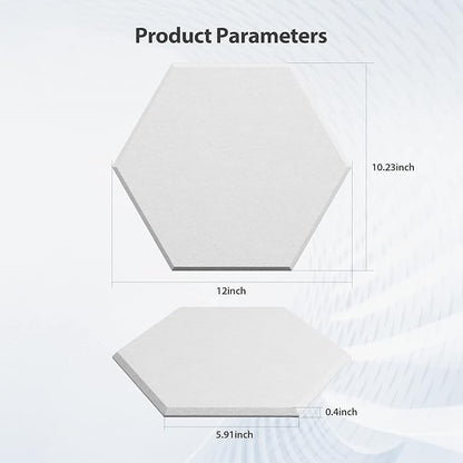 Amantech 12 Pack Acoustic Panels Self Adhesive Sound Proof Foam, High Density Sound Acoustic Foam Panel, 12X10.23X0.4 Inch Hexagon Wall Panels in Home,Office,Reccording Room,Studio(Snow White)