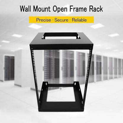 Raising Electronics 15U Wall Mount Open Frame 19 Inch Server Equipment Rack Threaded 15 Inch Depth Black (15U)