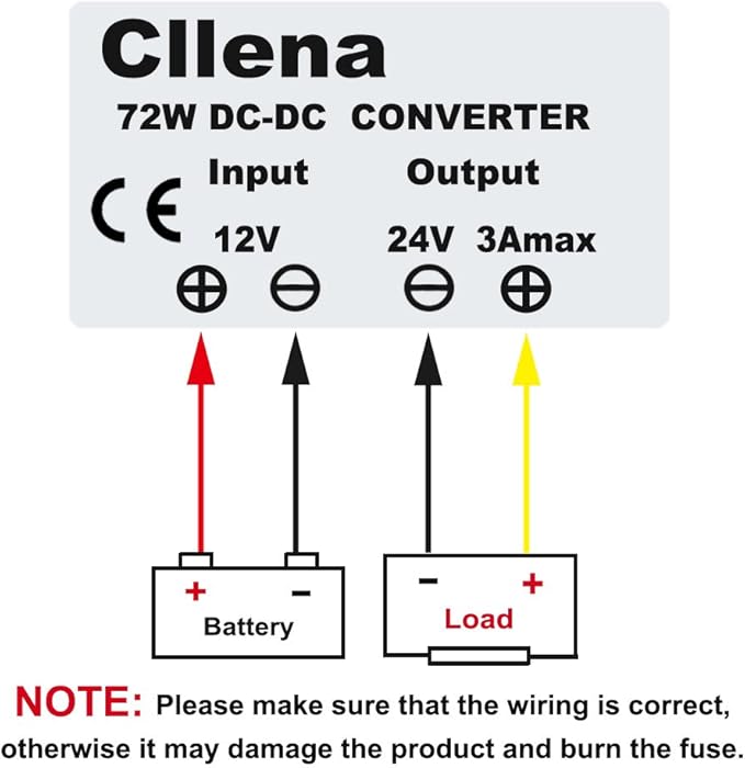 Cllena Waterproof 12V to 24V DC Step Up Converter 3A 72W Voltage Regulator Boost Converter Module Car Power Supply Voltage Transformer (Input 10V-16V)