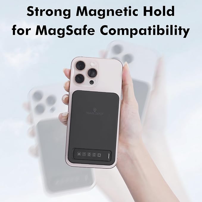 Magnetic Wireless Power Bank, 3-in-1 Portable Charger 10000mAh w/Kickstand, Battery Pack for MagSafe, Charging Station for iPhone 16/15/14/13, Apple Watch & AirPods, 15W Charger w/Stand