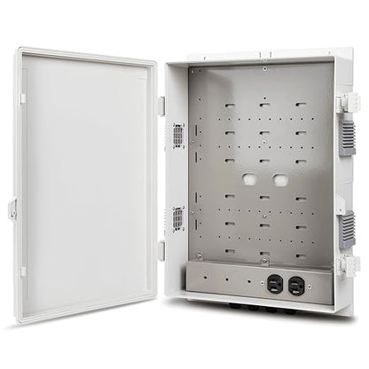 Namunanee Outdoor Electrical Junction Box with High Power Outlet, ABS Water Resistant Enclosure with Internal Mounting Panel & Hinged Cover. (18.1" H* 12.6" L* 4.3" W & Outlet)
