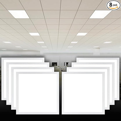 CycevSun 2x2 LED Flat Panel Light Drop Ceiling Fixture, 0-10V Dimmable, 20/30/40W Selectable, 3000K 4000K 5000K Switchable, 120-277V, ETL Listed, 8 Pack
