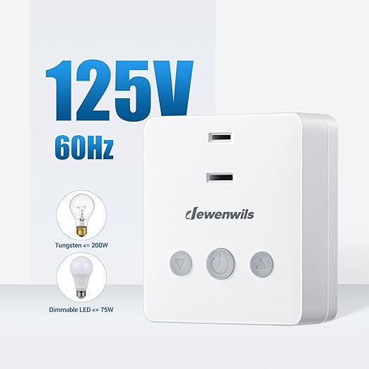 DEWENWILS Plug-in Lamp Dimmer Switch, Wireless Remote Dimmer Plug for Floor Lamps, Table Lamps, String Lights, 100FT Range, Compatible with Dimmable LED/Tungsten Bulbs