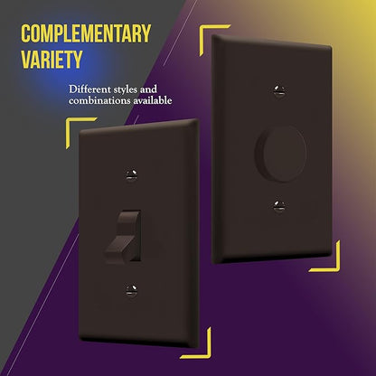 ENERLITES Toggle Light Switch Wall Plate, Gloss Finish, Standard Size 1-Gang 4.50" x 2.76", Unbreakable Polycarbonate Thermoplastic, 8811-BR-10PCS, Brown (10 Pack)