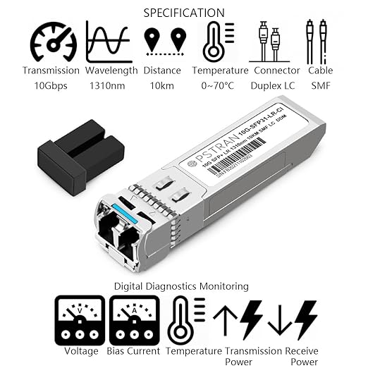 OPSTRAN 10GBASE-LR SFP+ Optical Transceiver Module Compatible with D-Link DEM-432XT DEM-432XT-DD 1310nm 10km DOM Duplex LC SMF