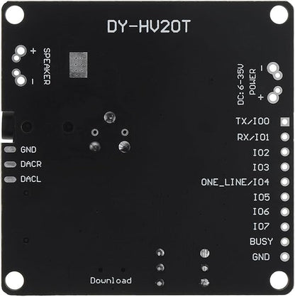 DiGiYes 20W Voice Playback Module DC 6-35V 24-bit DAC Output Support TF Card 32GB for Broadcast Device DIY, Support USB Downloadable Music Player Board