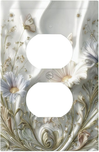 Bvtewkhz Boho Floral Wild Flower Floral Duplex Outlet Decorative Light Switch Covers Electrical Faceplate Switch Plates for Bathroom Kitchen Home