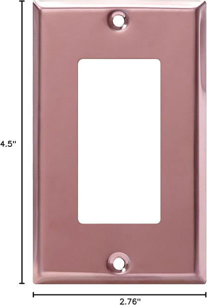 ENERLITES Decorator Switch Metal Wall Plate, Stainless Steel Outlet Cover, Corrosion Resistant, Standard Size 1-Gang 4.50" x 2.76", Stainless Steel 201, 7731-PRG, Polished Rose Gold