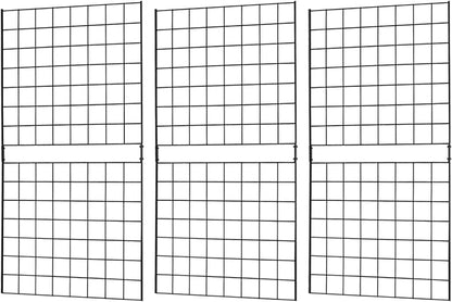 7RiversART Grid Wall Commercial Grade Grid Panels Heavy Duty Panel for Retail Display 2' W x 4' H, Black (Pack of 3) Portable
