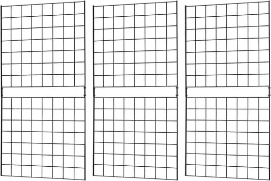 7RiversART Grid Wall Commercial Grade Grid Panels Heavy Duty Panel for Retail Display 2' W x 4' H, Black (Pack of 3) Portable