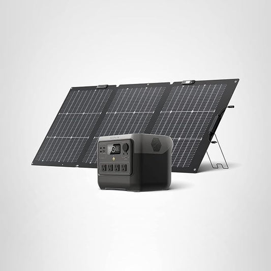 EF ECOFLOW Solar Generator RIVER 2 Pro 768Wh Portable Power Station & 160W Portable Solar Panel LiFePO4 Battery 70 Min Fully Charged, 4×AC, For Camping, RV, Home Backup