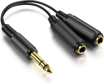 ICESPRING 1/4" 6.35mm Stereo Plug/Male to Dual 1/4" 6.35mm Jack/Female Splitter Adapter Cable Converter 0.6 feet