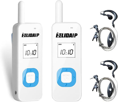 ELIDAIP T-M1 Super Mini Walkie Talkies with Earpieces for Adults, Portable Two Way Radios, Rechargeable Walkie Talkies for Skiing, Hiking, Outdoor Sport, Restaurants,Hospital,Supermarket,White 2 Pack
